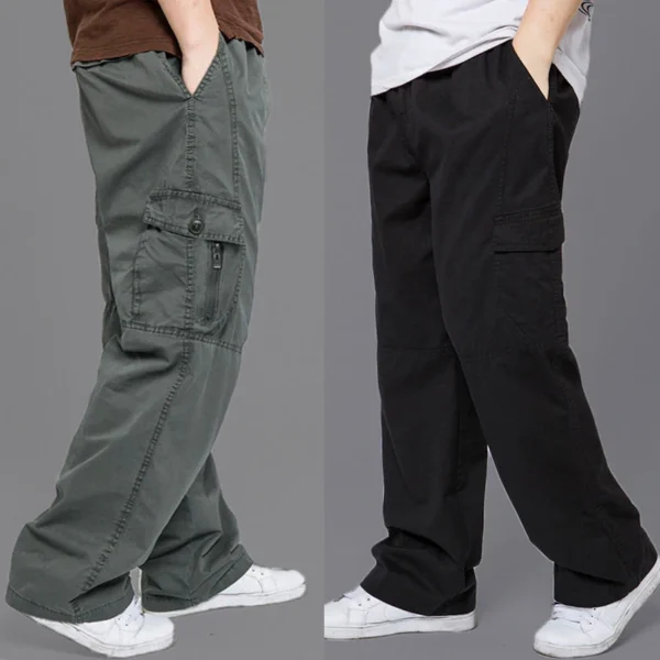 New Cargo Pants Men's Loose Straight Oversize Clothing Solid Grey Versatile Work Wear Black Joggers Cotton Casual Male Trousers - Image 5