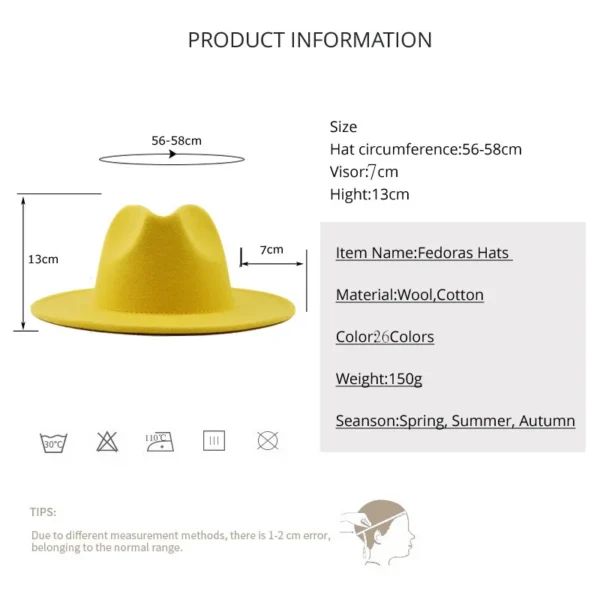 Simole fedora hats women men wide brim Thick gold chain band felted hats jazz cap winter autumn panama camel white women hats - Image 6