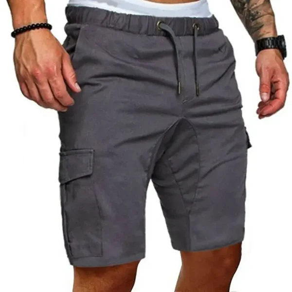 Casual Shorts Mens Summer Cargo Shorts Gym Sport Running Workout Cargo Pants Jogger Trousers Drawstring Solid Jogging Shorts Men - Image 2