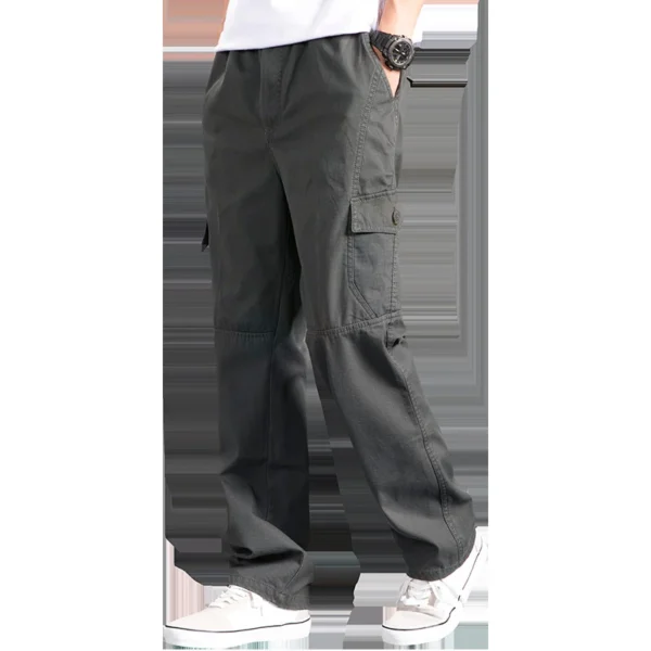 New Cargo Pants Men's Loose Straight Oversize Clothing Solid Grey Versatile Work Wear Black Joggers Cotton Casual Male Trousers - Image 4