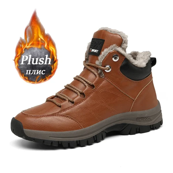 Super Warm Men's Waterproof Leather Boots High Quality Non-slip Sneakers Original Work Shoes Outdoor Male Hiking Boots Winter