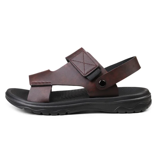 Men Sandals Summer Leisure Beach Holiday Outdoor Male Retro Comfortable Casual Sandals leather Men Flip Flops - Image 2