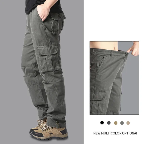 Big Size Men's Casual Sports Pants Stretch Waist Tactical Cargo Pants Man Hiking Pants Joggers Cotton Trousers - Image 2