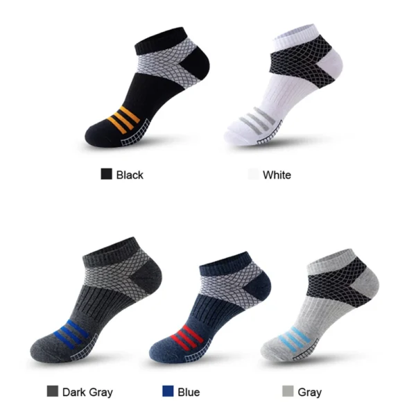 5 Pairs Low Cut Men Socks Spring Summer Breathable Sports Socks Male Short Ankle Athletic Socks Thin Cut grid Sokken - Image 6