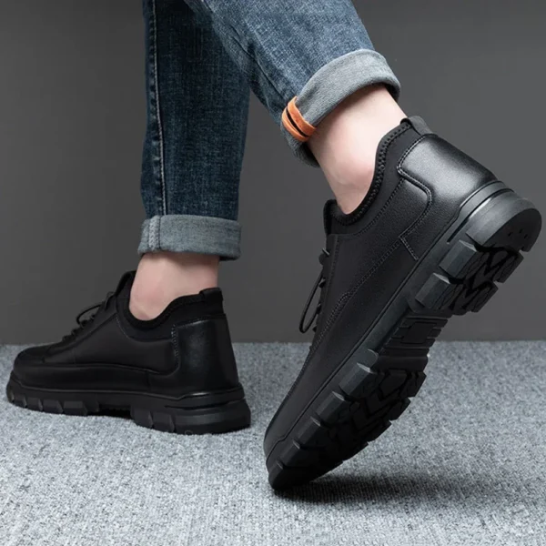 Mens Casual Leather Shoes Fashion Business Office Leather Shoes Comfortable Lightweight Soft Bottom Non-slip Mens Work Shoes - Image 4