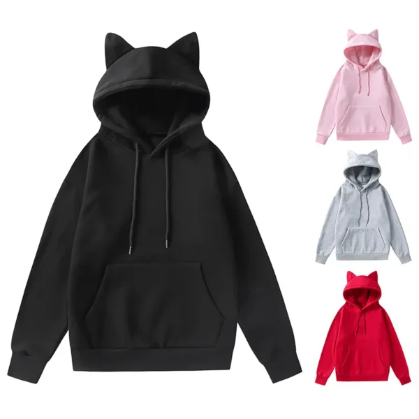 2024 New Winter Men's Hoodie Sweater Pullover South Korea Fashion Men's Cat Ears Cute Japanese Top Personality Sweatshirt Women - Image 2