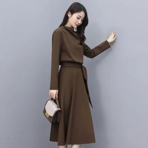 Long Sleeves Dresses Women's Elegant Midi Dresses for Women Womens Office Dress Woman Streetwear Autumn Winter Korean Style New - Image 6