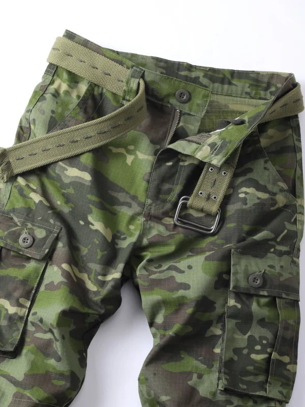 AKARMY Camouflage Pattern Men's Cargo Retro Multi-pocket Outdoor Pants, Men's Cotton Comfy Tactical Pants (No Belt) - Image 3