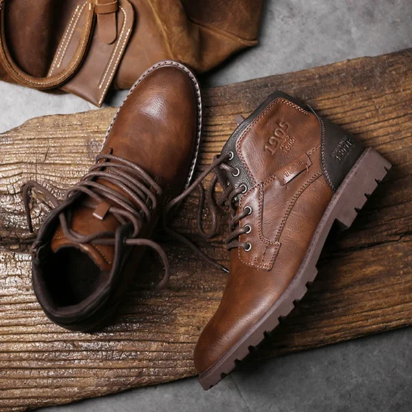 Vintage Men Boots 2023 New Autumn Winter Shoes High Quality Men's Leather Boots Side Zipper Men's Ankle Boots Large Size 39 48 - Image 2