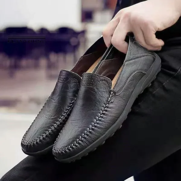 Men Leather Shoes Men Spring Loafers Slip on Business Casual Leather Shoes Classic Soft Moccasins Hombre Breathable Flats Shoes - Image 2