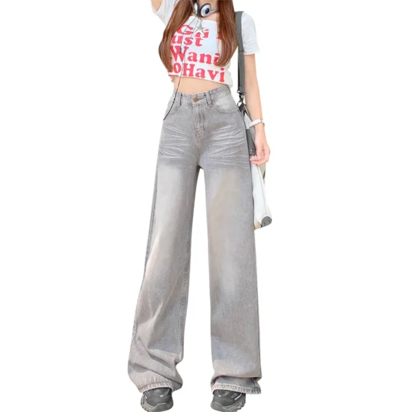 American retro baggy wide-leg pants 2024 new all-matching straight leg jeans women & long pants - Image 5