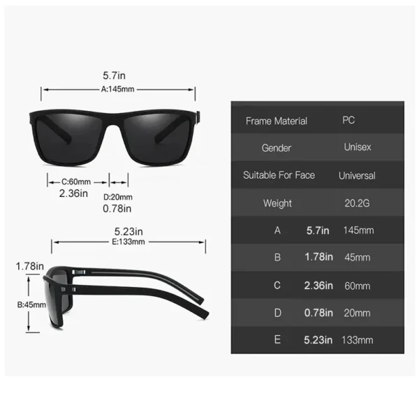 Square Polarized Sunglasses for Men and Women Lightweight Frame Sun Glasses with UV Protection - Image 2