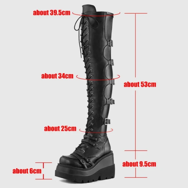 Punk Over-the-knee Boots Women Platform Heels Belt Buckle Boot Motorcycle Goth Shoe Thigh High Flat Boots Plus Size 42 43 - Image 6