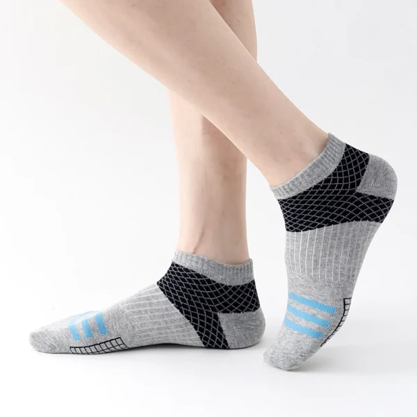 5 Pairs Low Cut Men Socks Spring Summer Breathable Sports Socks Male Short Ankle Athletic Socks Thin Cut grid Sokken - Image 4