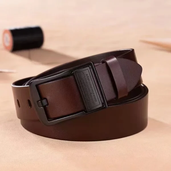 New Leather Cowhide Men's Belt Fashion Metal Alloy Pin Buckle Adult Luxury Brand Jeans Business Casual Waist Male Strap Brand - Image 6