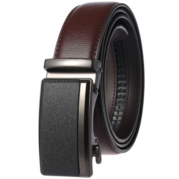 Men's Leather Belts Fashion Automatic Buckle Cowskin Male Belts Luxury Designer Black Brown 3.5cm - Image 2