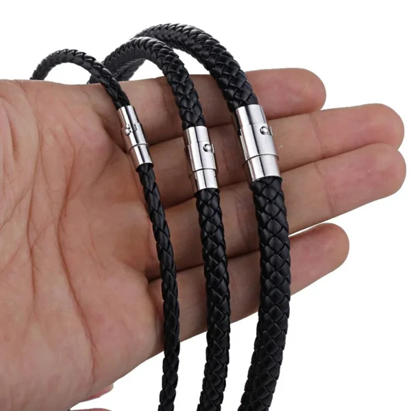 Vintage Magnetic Buckle Leather Bracelet Necklace For Men Clavicle Chain Women Necklace Party Gift Jewelry - Image 2