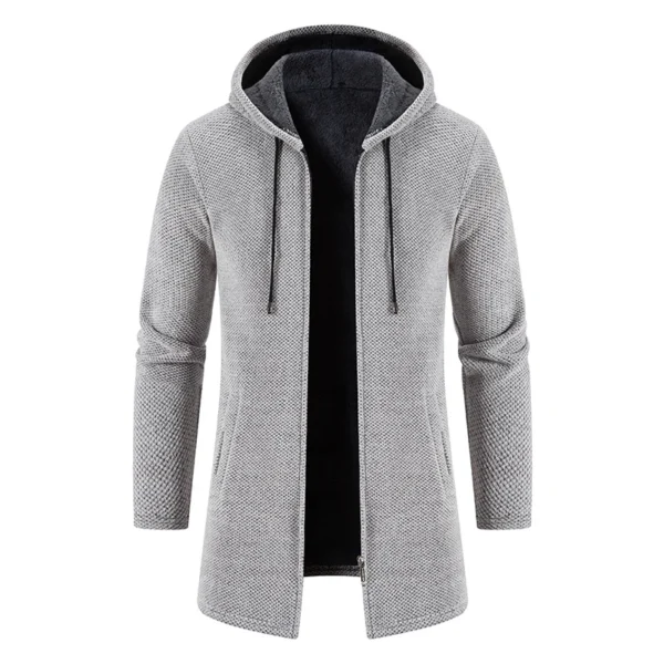 M-4XL Men's New Autumn/Winter Knitwear Men's Jacket Thickened Medium Length Cardigan Hooded Zipper Outerwear - Image 6