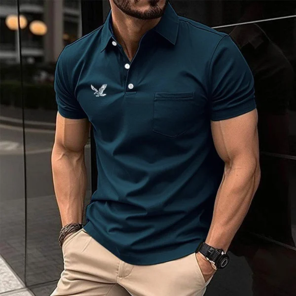 Men Clothes Summer Slim Fit Short Sleeve Sport Turn-down Collar Polo Shirt Men Business Casual Slim Fit Polo Shirt Pocket Tops P - Image 3