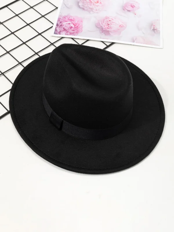 Autumn and winter men and women's new large brimmed hats, fashionable woolen jazz hats, English style top hats - Image 4