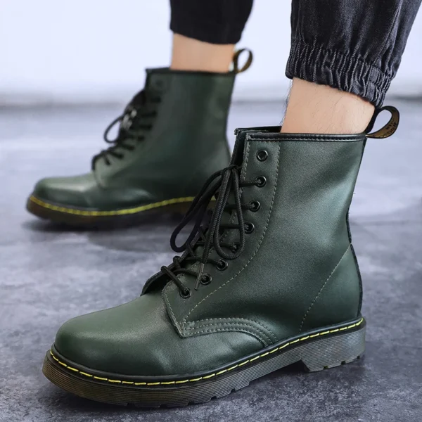 Men Genuine Leather Classic Six Hole Boots Fashion British Style Riding Short Ankle Boots Outdoor Boots Size 35-48 Women's Boot - Image 6