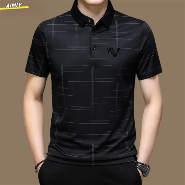 Men's Polo Shirt Business Casual Summer Short Sleeves Tops Pattern Print Button T Shirt Loose Clothes Fashion Polo T Shirt - Image 2