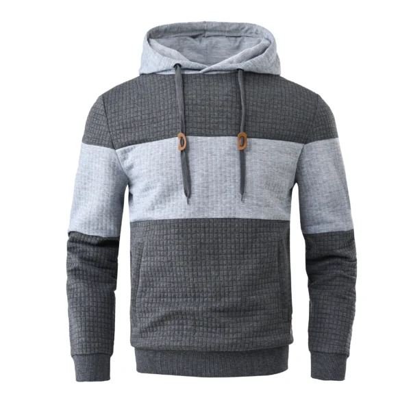 Autumn Men's Casual Fashion Hoodies Cozy Pullover Sweatshirt Tracksuit Hooded Sweatshirts Streetwear with Plaid Jacquard