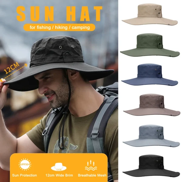 Sun Hat Wide Brim UV Protection Foldable Bucket Hat for Fishing Hiking Camping 12CM Brim - Image 6