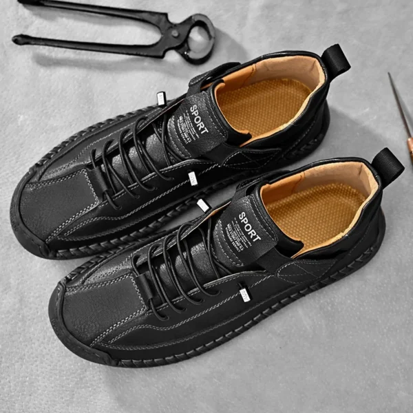 Handmade Leather Men Shoes Casual Slip On Loafers Breathable Leather Shoes Men Flats Fashion Moccasins Tooling Shoes Plus Size - Image 3