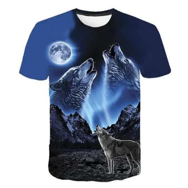 Summer T Shirt Men Streetwear Round Neck Short Sleeve Tees Tops Funny Animal Male Clothes Casual Wolf 3d Print Tshirt - Image 6