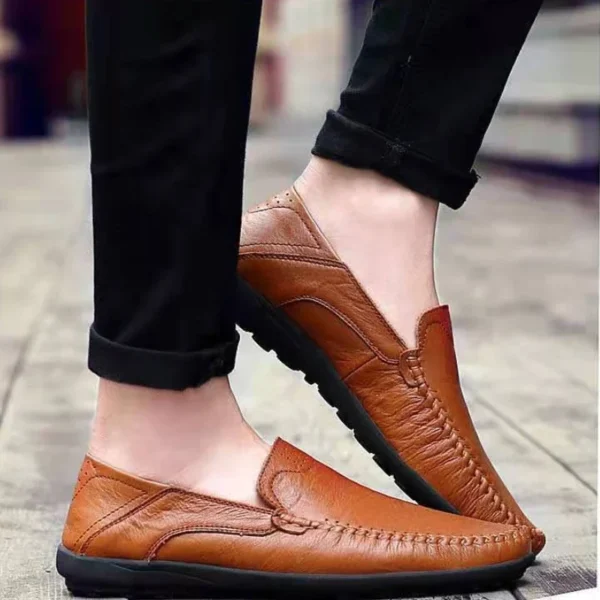 Men Leather Shoes Men Spring Loafers Slip on Business Casual Leather Shoes Classic Soft Moccasins Hombre Breathable Flats Shoes - Image 5