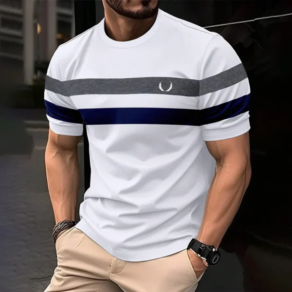 Simple Casual Striped Print T-Shirt For Men Fashion Street Men's Tops Summer Short Sleeve Clothing Loose Oversized T Shirt 5XL - Image 2