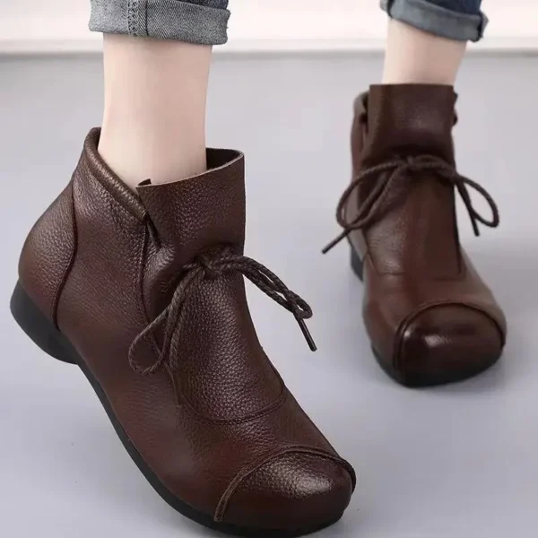 2024 Hot Sale Shoes Female Lace Up Women's Boots Winter Retro Round Toe Solid Short Barrel Low-heeled Casual Botas De Mujer - Image 5