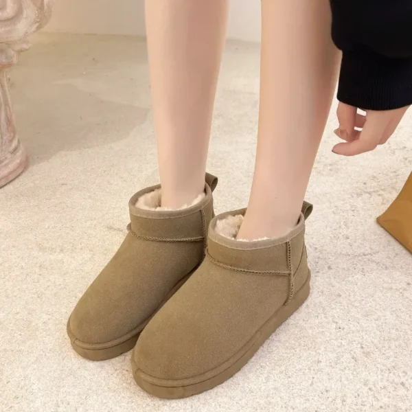 New Snow Boot Style Short Mini Winter Sheepskin Boots Women Waterproof Natural Wool Ankle Boots Fur Lined Ankle Warm Flat Shoes - Image 5