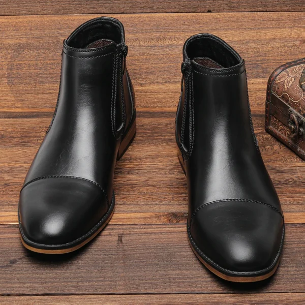 7-13 Men's Leather Boots，Casual Side-zipped Boots For Outdoor 2023 Fashion Men Boots#KD861