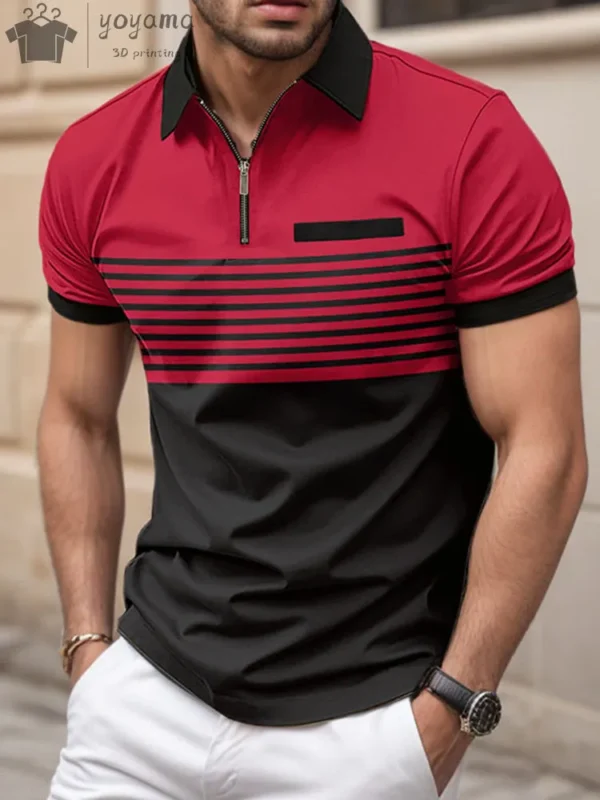 Men Polo Zipper Polo Shirt Solid Golf Tops Daily Outdoor Tees Business Casual Style Shirts Loose Oversized Men T-Shirt Clothing - Image 4