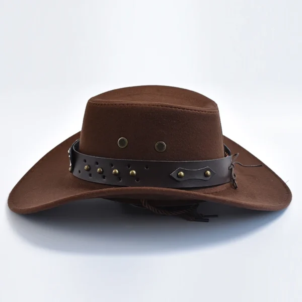 Artificial Suede Western Cowboy Hats Vintage Big-edge Gentleman Cowgirl Jazz Hat Holidays Party Cosplay Hat - Image 4