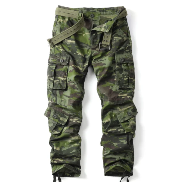 AKARMY Camouflage Pattern Men's Cargo Retro Multi-pocket Outdoor Pants, Men's Cotton Comfy Tactical Pants (No Belt)