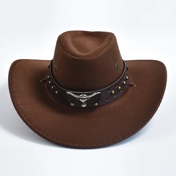 Artificial Suede Western Cowboy Hats Vintage Big-edge Gentleman Cowgirl Jazz Hat Holidays Party Cosplay Hat - Image 3