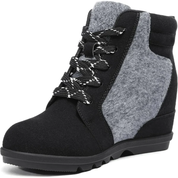 Women’s Lace Up Wedge Ankle Boots Comfortable Suede Hidden Wedge Booties - Image 3