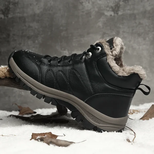 Super Warm Men's Waterproof Leather Boots High Quality Non-slip Sneakers Original Work Shoes Outdoor Male Hiking Boots Winter - Image 4