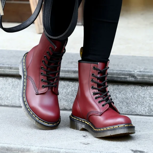 Spring autumn Men's women's soft leather boots high British style couple soft leather motorcycle boots - Image 6