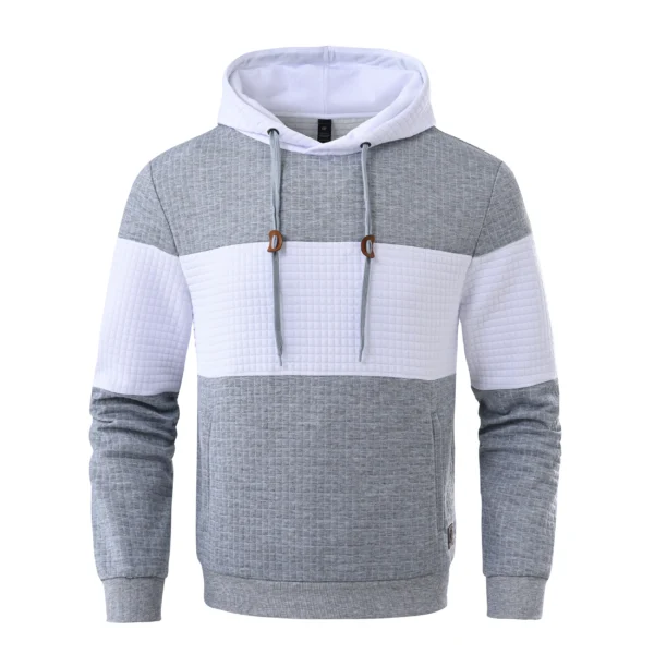 Autumn Men's Casual Fashion Hoodies Cozy Pullover Sweatshirt Tracksuit Hooded Sweatshirts Streetwear with Plaid Jacquard - Image 3