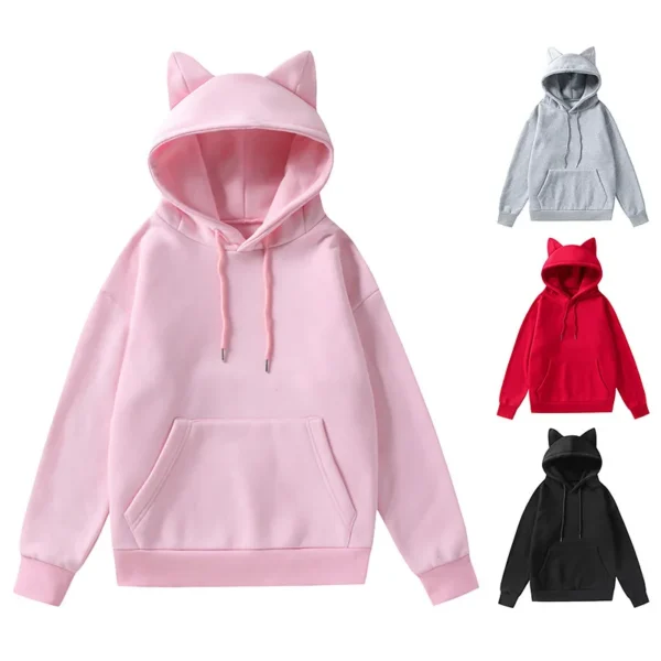 2024 New Winter Men's Hoodie Sweater Pullover South Korea Fashion Men's Cat Ears Cute Japanese Top Personality Sweatshirt Women - Image 3