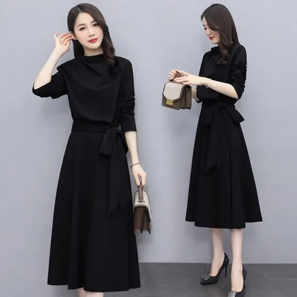 Long Sleeves Dresses Women's Elegant Midi Dresses for Women Womens Office Dress Woman Streetwear Autumn Winter Korean Style New - Image 3