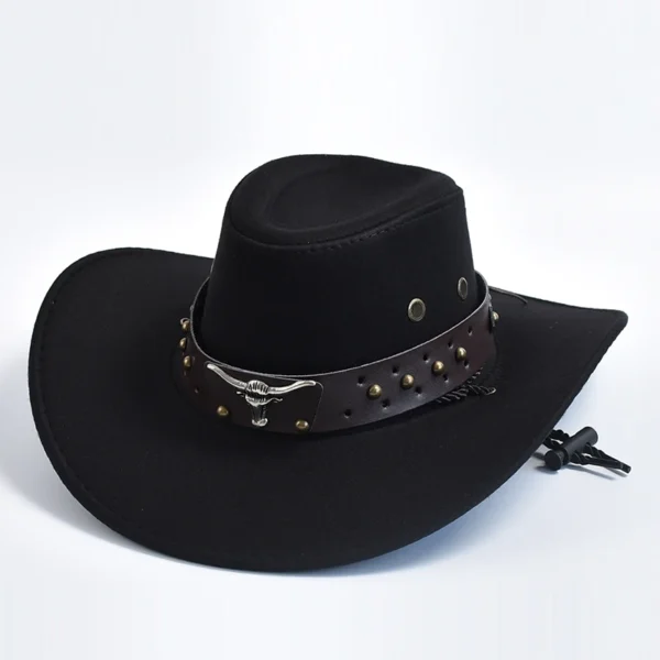 Artificial Suede Western Cowboy Hats Vintage Big-edge Gentleman Cowgirl Jazz Hat Holidays Party Cosplay Hat - Image 6