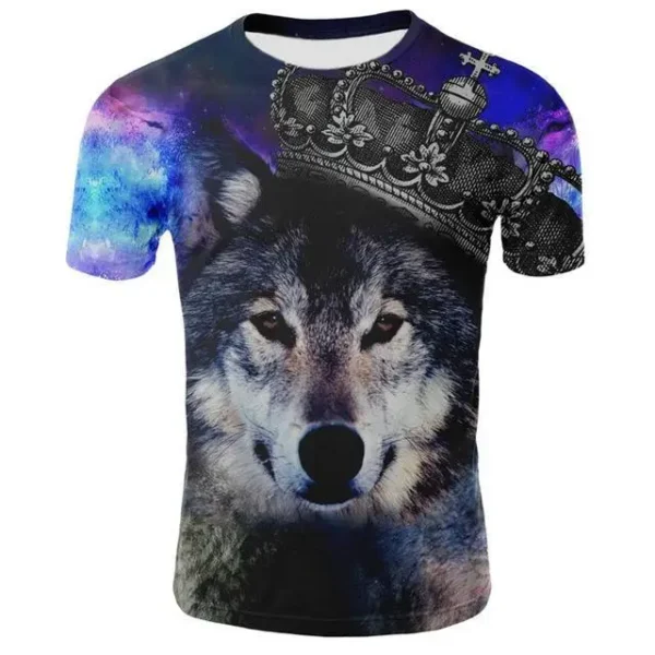 Summer T Shirt Men Streetwear Round Neck Short Sleeve Tees Tops Funny Animal Male Clothes Casual Wolf 3d Print Tshirt - Image 5