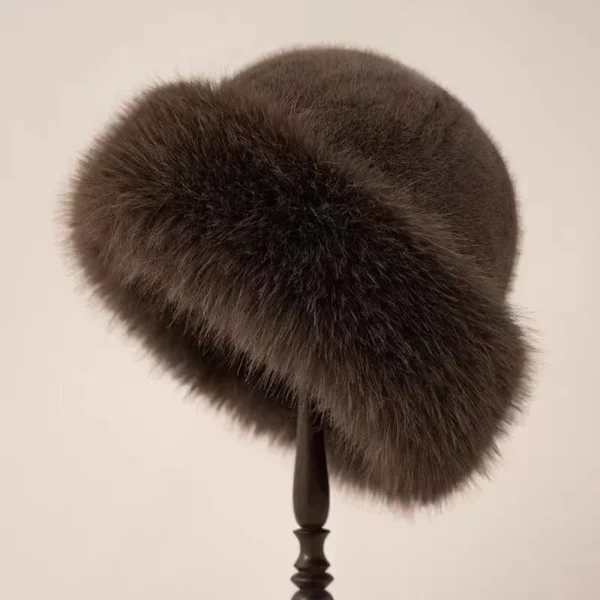 Autumn And Winter 2024 New Women's Fashion Fur Cap Fur Hat Fur Hats Mongolian Hat Brimless Plush Fluffy Skiing Riding Warm Caps - Image 2