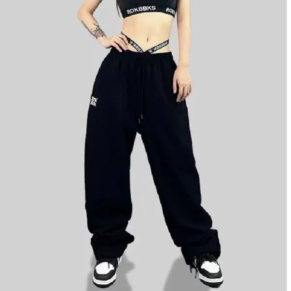 New Drawstring Design Sports Pants for Women Hip-hop High Waist Trendy Long Trousers Spring Summer All-match Women's Pants - Image 4