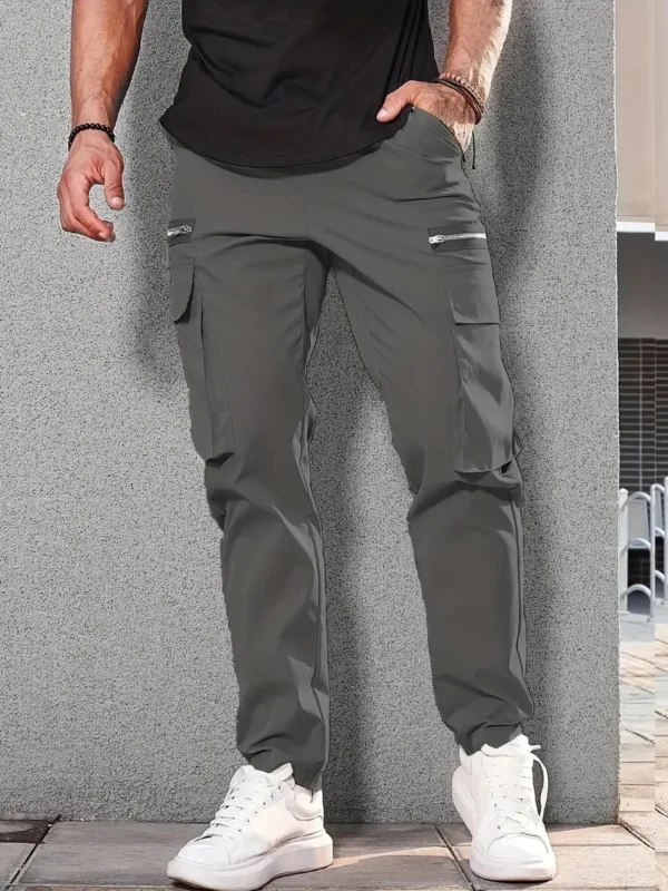 Men trousers Side Pockets Cargo Harem Pants Zipper Black Hip Hop Casual Male Joggers Trousers Fashion Casual Streetwear Pants - Image 2